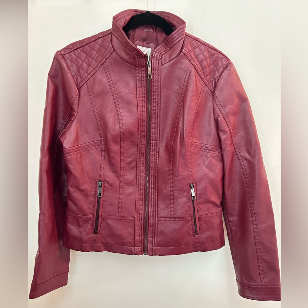 Cute Boutique Leather Faux Jacket Red Size Medium GREAT Condition